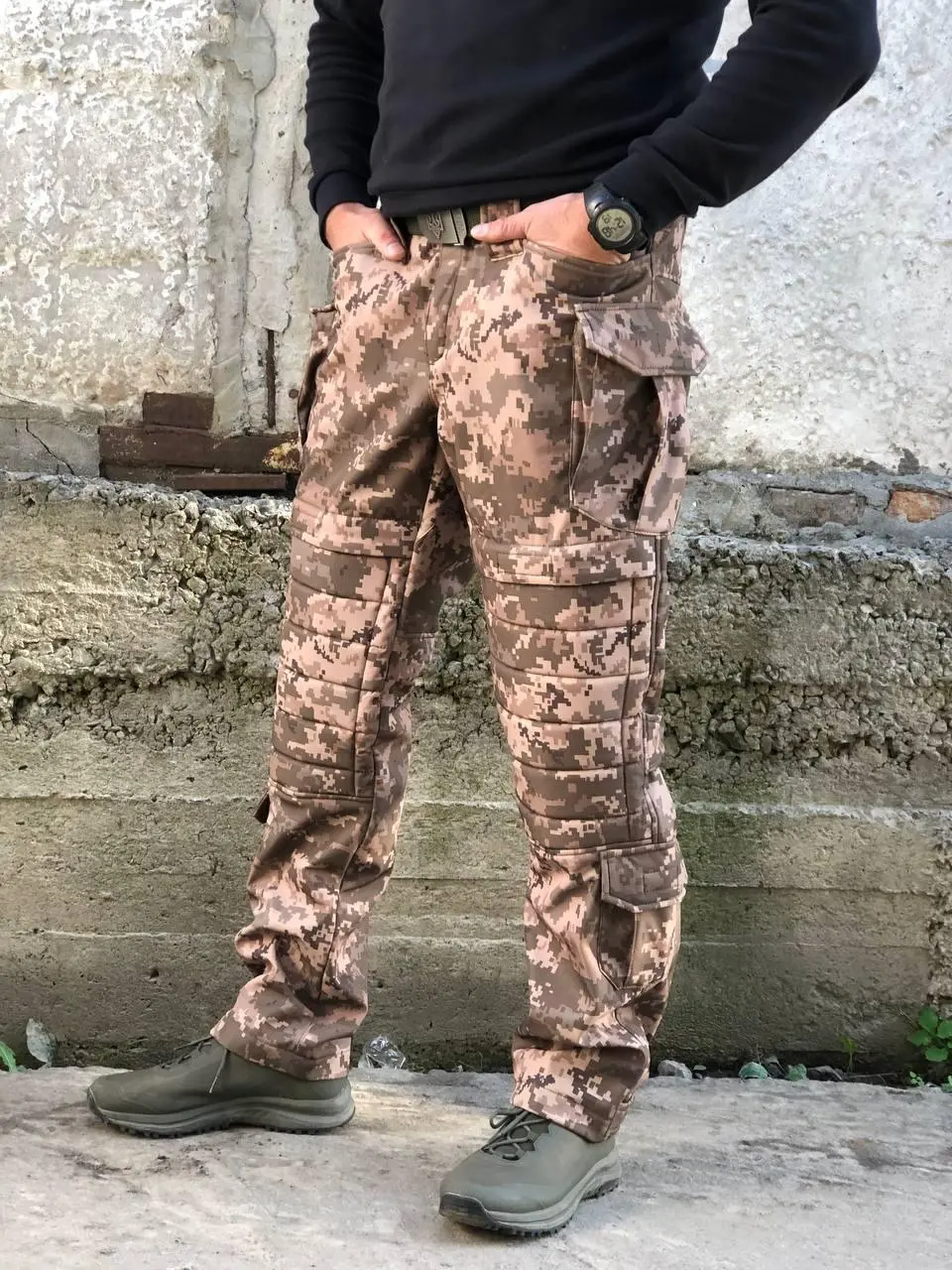 Штани тактичні Soft Shell піксель з укріпленими колінами
