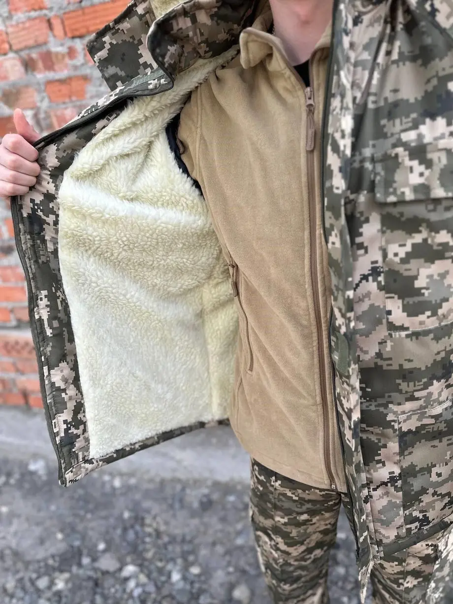 Бушлат піксель на хутрі зимовий