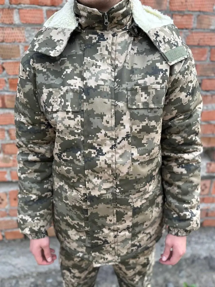 Бушлат піксель на хутрі зимовий