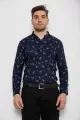 Сорочка чоловіча з принтом, колір темно-синій, 214R1043 - Фото 1