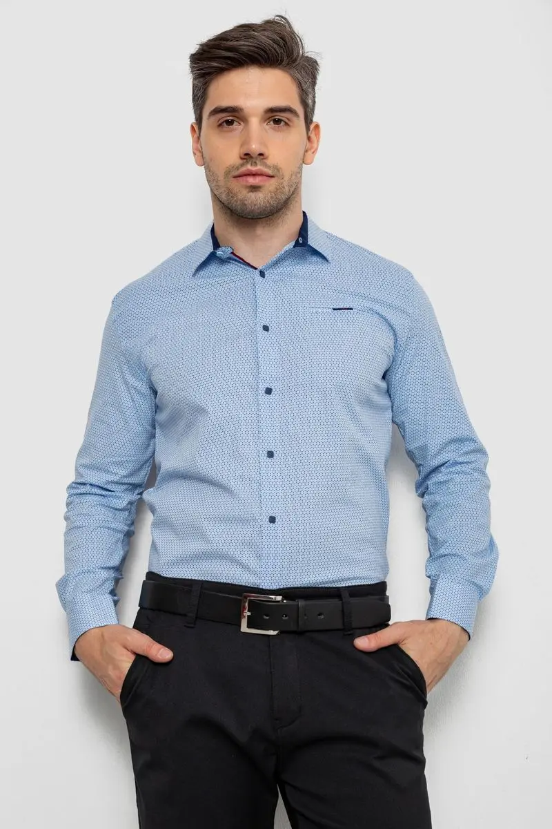 Сорочка чоловіча з принтом, колір блакитний, 214R7402