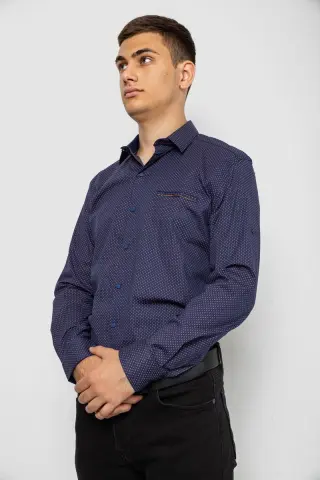 Сорочка чоловіча з принтом, колір синій, 214R7170-1