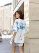 Комплект жіночий "Tie-dye" футболка + шорти блакитний - Фото 5