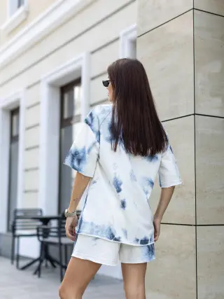 Комплект жіночий "Tie-dye" футболка + шорти сірий