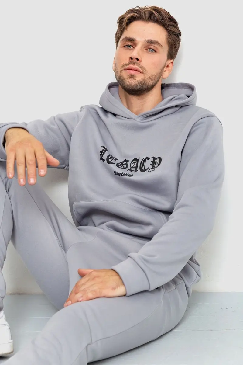 Спортивний костюм чоловічий на флісі, колір світло-сірий, 238R57046
