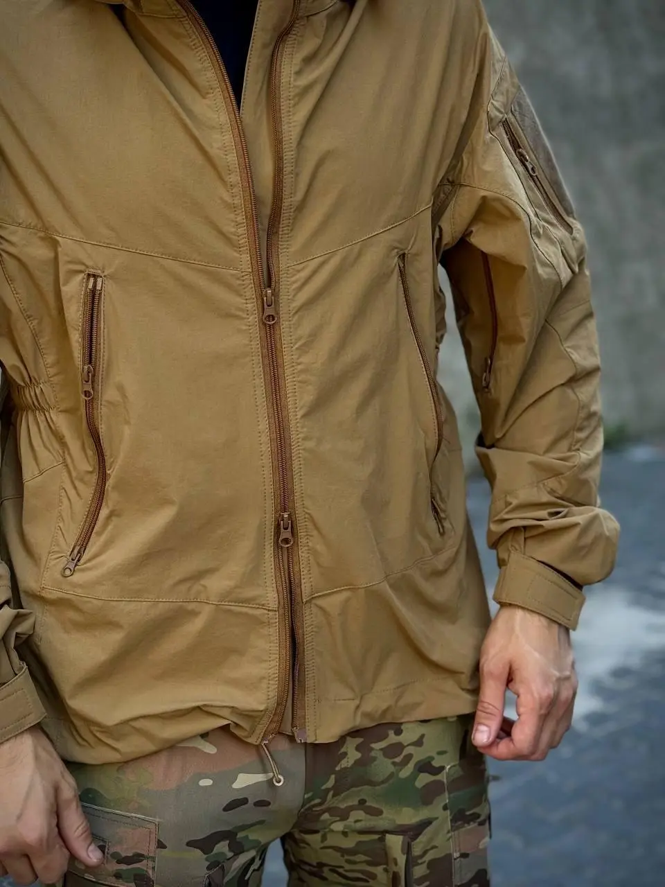 Тактична Військова Куртка PREMIUM з затяжками K.S. PRO coyote