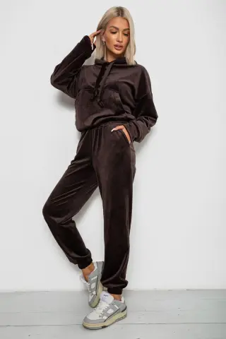 Спортивний костюм жіночий велюровий, колір шоколадний, 241R1530-5