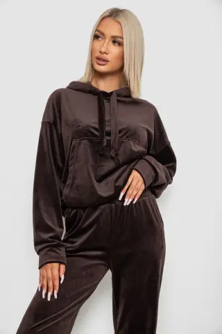 Спортивний костюм жіночий велюровий, колір шоколадний, 241R1530-5