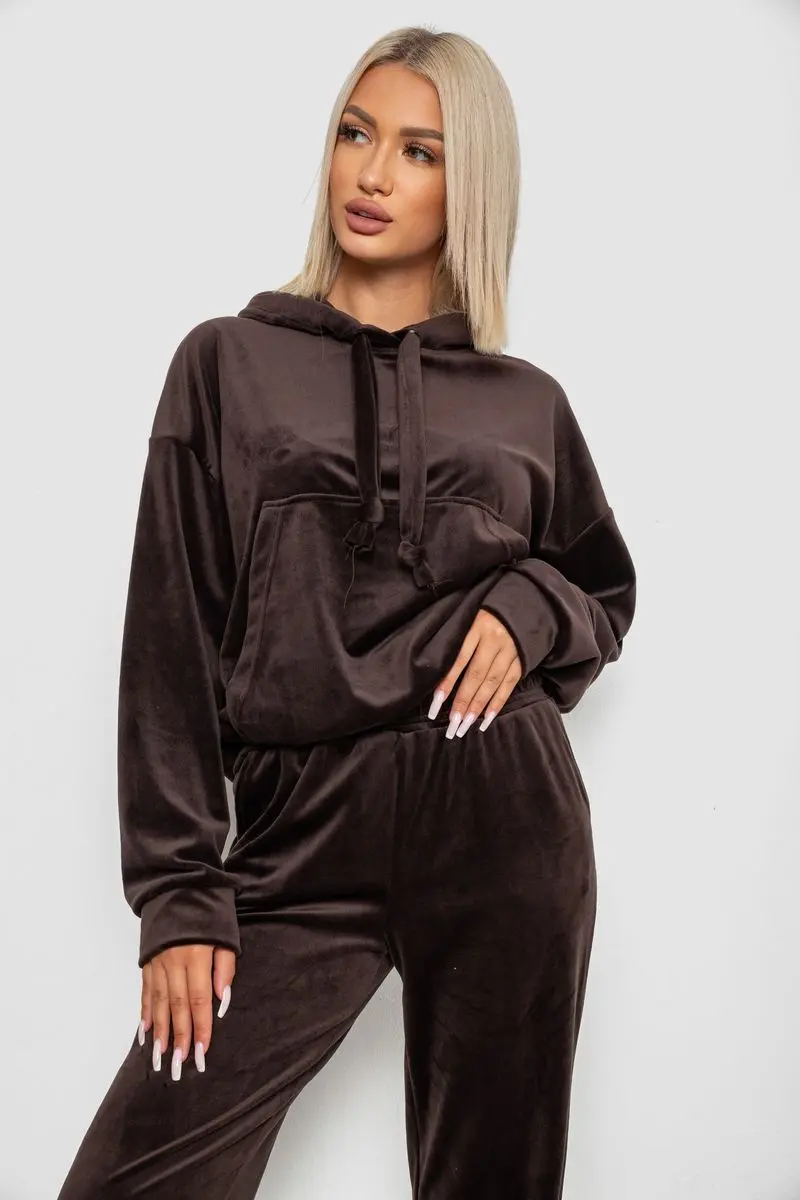 Спортивний костюм жіночий велюровий, колір шоколадний, 241R1530-5