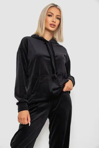 Спортивний костюм жіночий велюровий, колір чорний, 241R1530-5