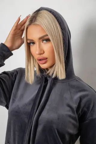Спортивний костюм жіночий велюровий, колір сірий, 241R1530-5
