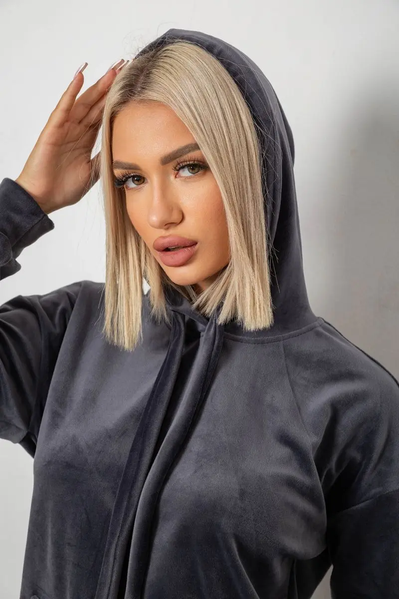 Спортивний костюм жіночий велюровий, колір сірий, 241R1530-5