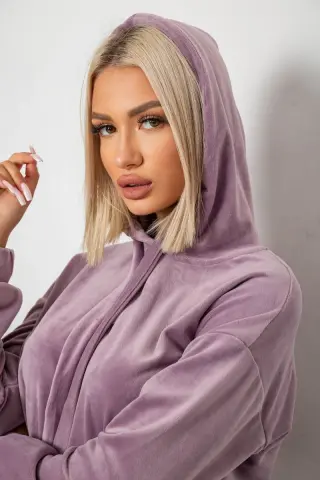 Спортивний костюм жіночий велюровий, колір пудровий, 241R1530-5