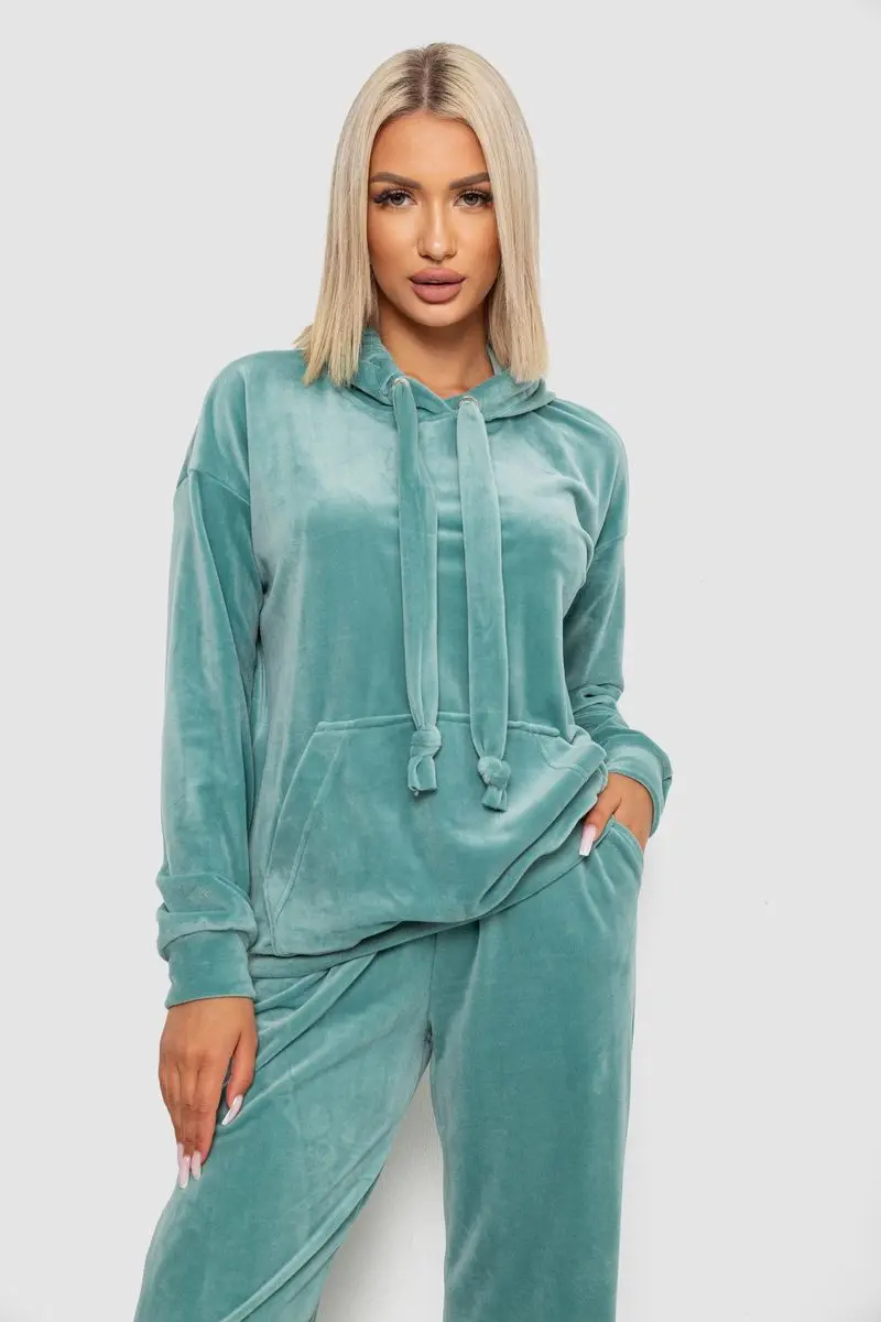 Спортивний костюм жіночий велюровий, колір м'ятний, 241R1530-5