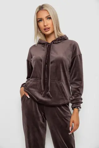 Спортивний костюм жіночий велюровий, колір мокко, 241R1530-5