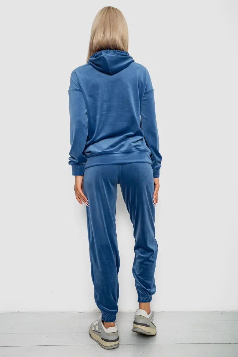 Спортивний костюм жіночий велюровий, колір джинс, 241R1530-5