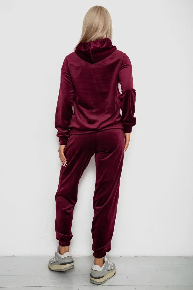 Спортивний костюм жіночий велюровий, колір бордовий, 241R1530-5