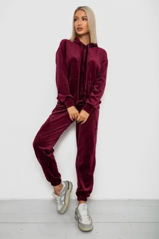 Спортивний костюм жіночий велюровий, колір бордовий, 241R1530-5