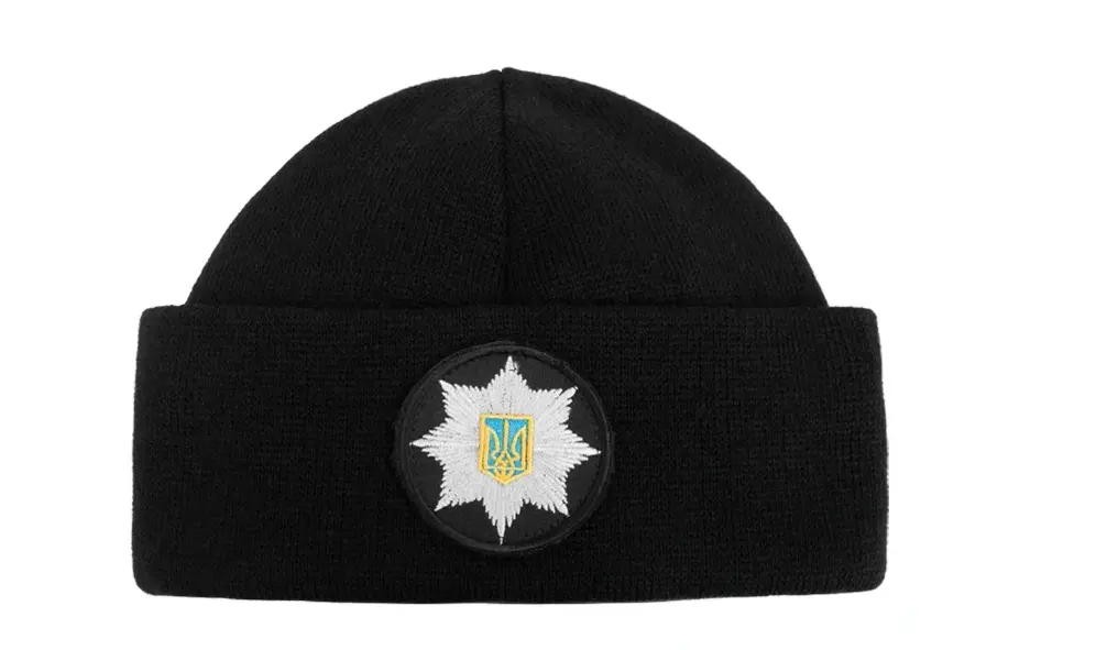 Шапка в'язана з відворотом Поліція - Black