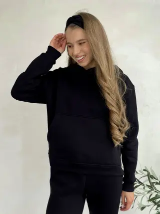 Теплий спортивний костюм на флисі з укороченим худі чорний Merlini Нант