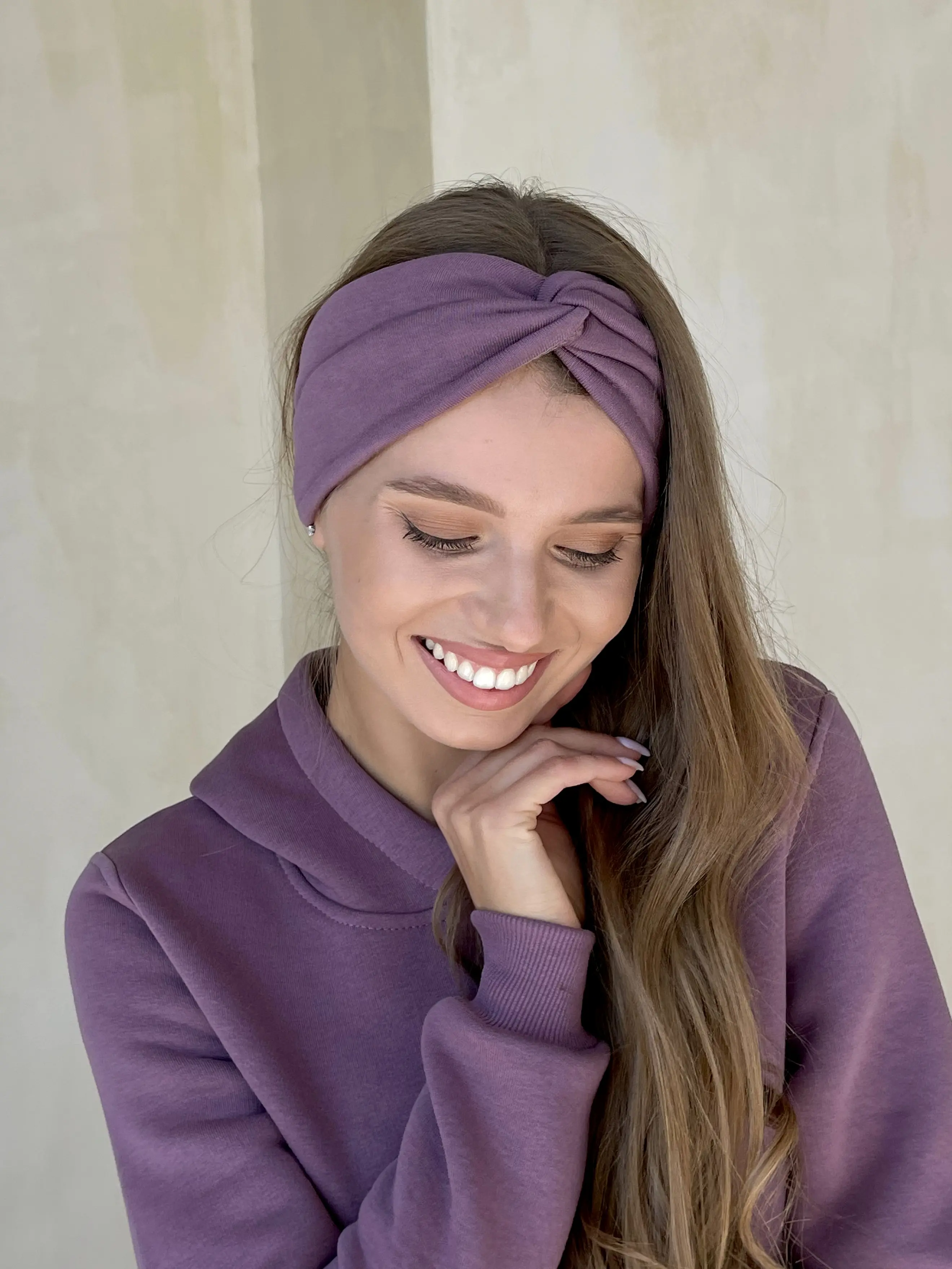 Тепла зимова плаття-худі на флісі нижче коліна фіолетовий Merlini Рошель