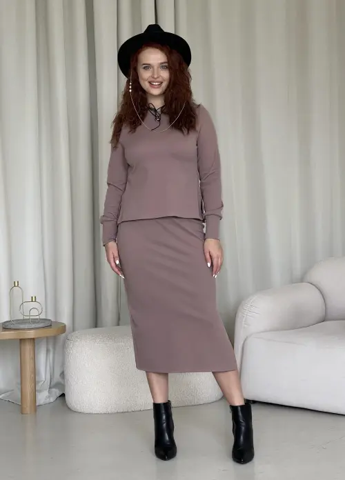 Тепла спідниця в рубчик на флісі бежева Merlini Саронно