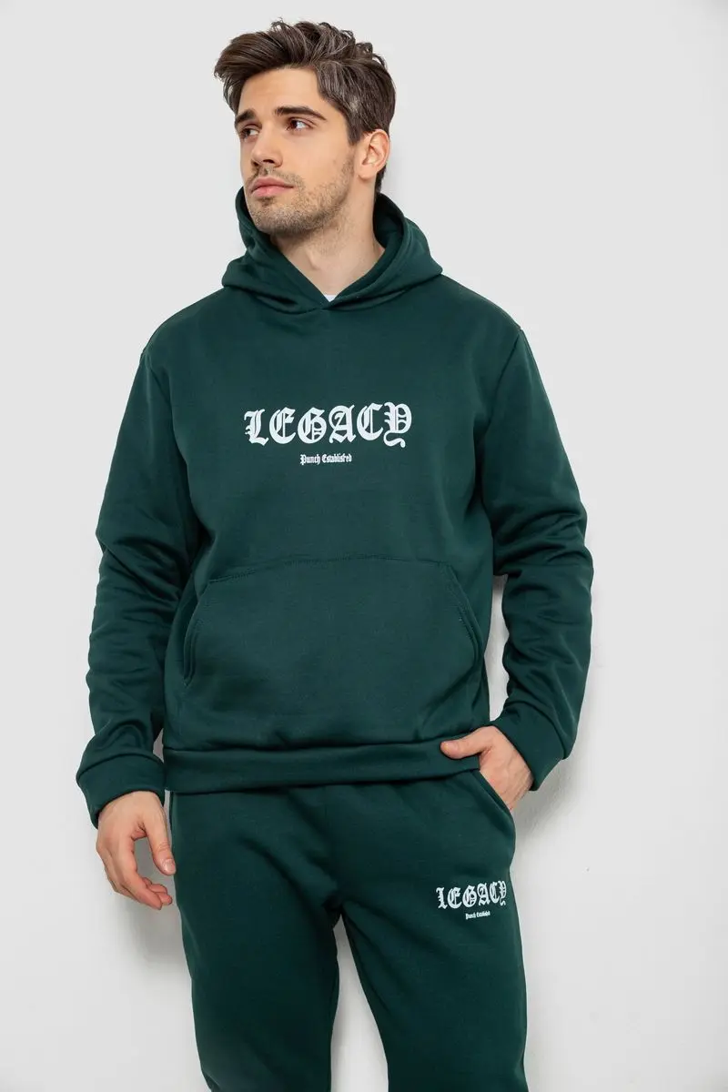 Спортивний костюм чоловічий на флісі, колір темно-зелений, 238R57046