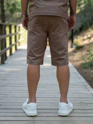 Men's Linen Basic Set "Flax" Intruder Brown: Polo + Shorts