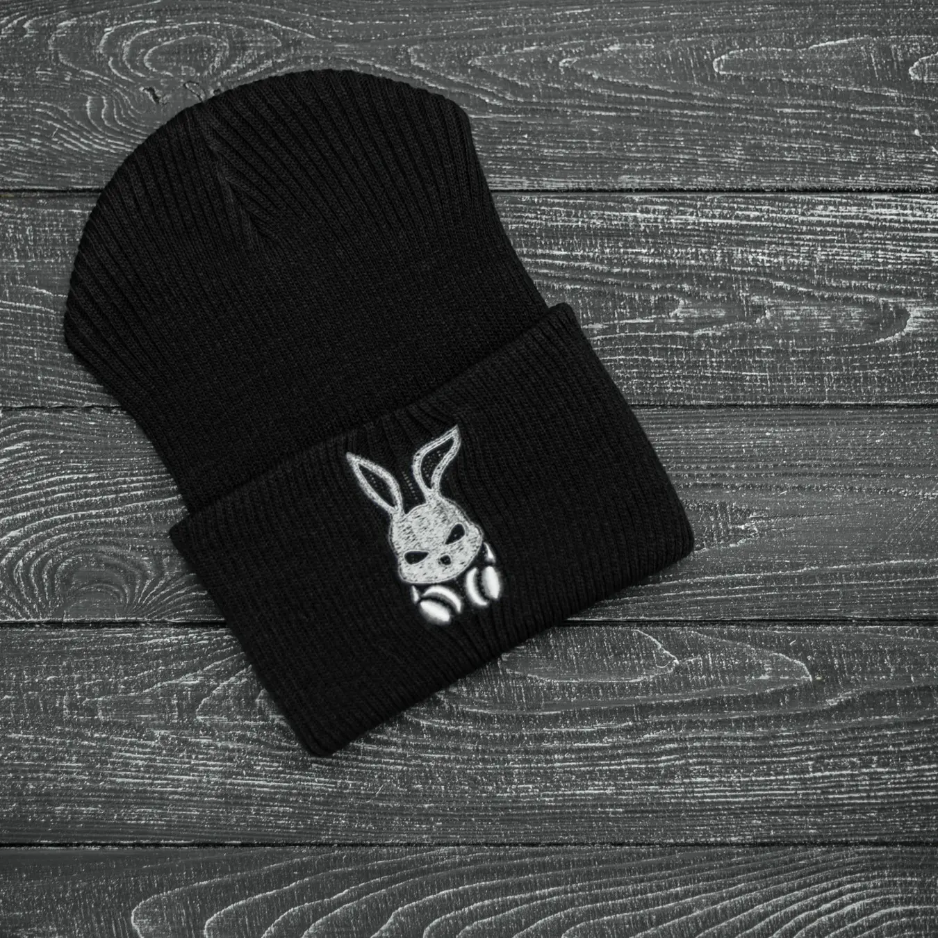 Шапка з додаванням вовни "Intruder" чорна Bunny logo