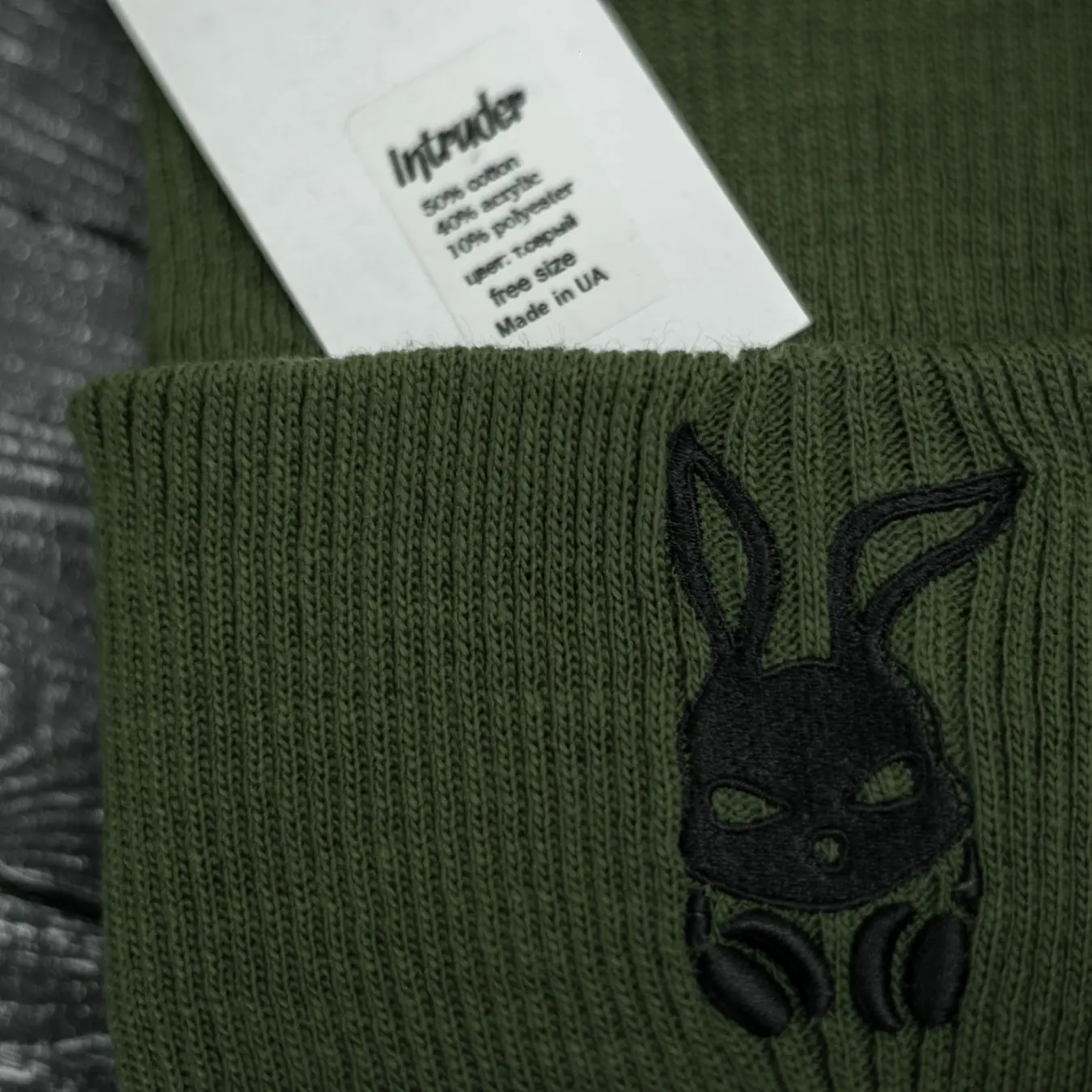 Шапка з додаванням вовни "Intruder" хакі Bunny logo