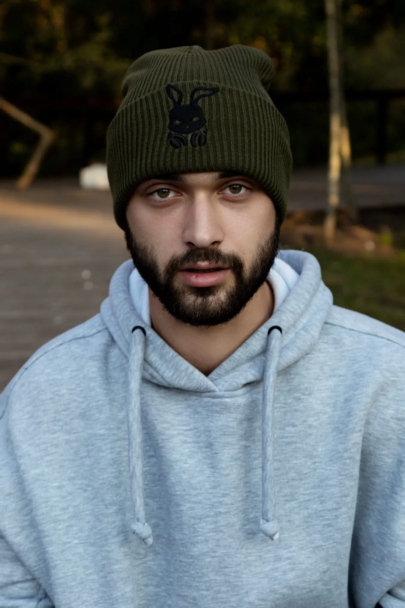 Шапка з додаванням вовни "Intruder" хакі Bunny logo