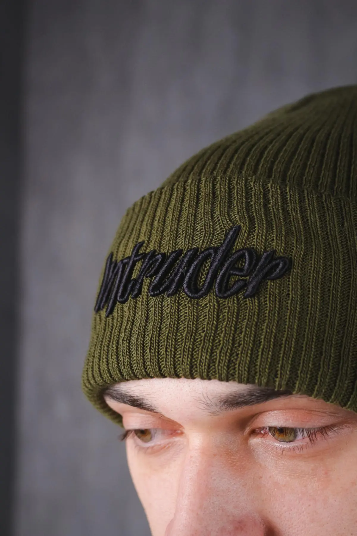 Шапка з додаванням вовни "Intruder" хакі big logo