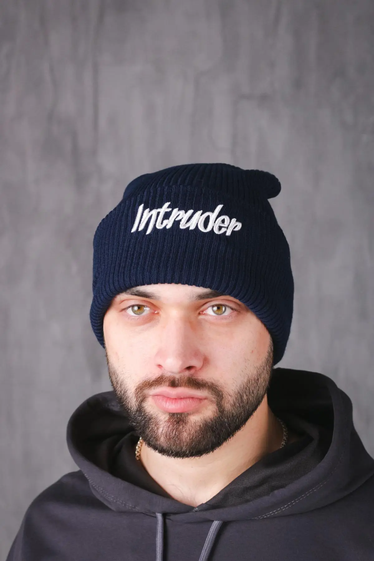 Шапка з додаванням вовни "Intruder" синя big logo