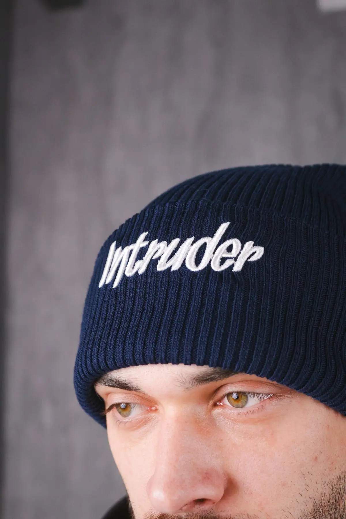 Шапка з додаванням вовни "Intruder" синя big logo