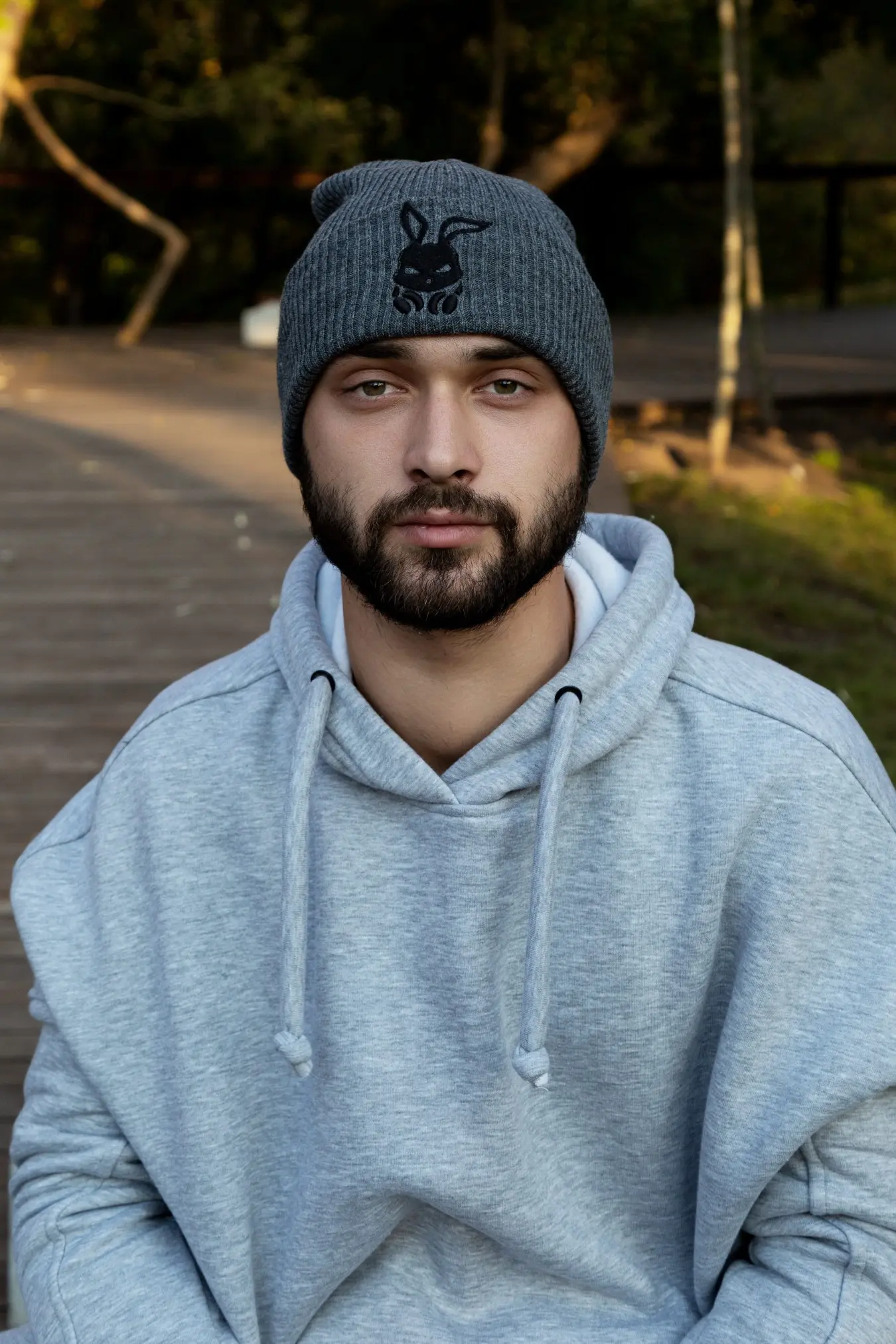 Шапка з додаванням вовни "Intruder" сіра Bunny logo