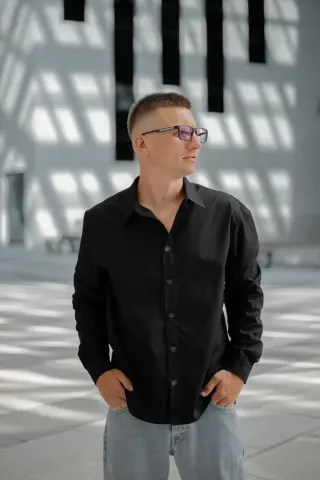 Сорочка чоловіча бавовняна "Vento" чорна