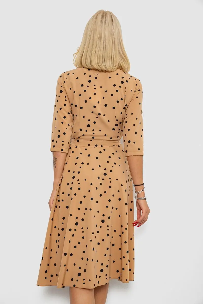 Сукня софт з принтом у горох, колір бежевий, 230R1011-6