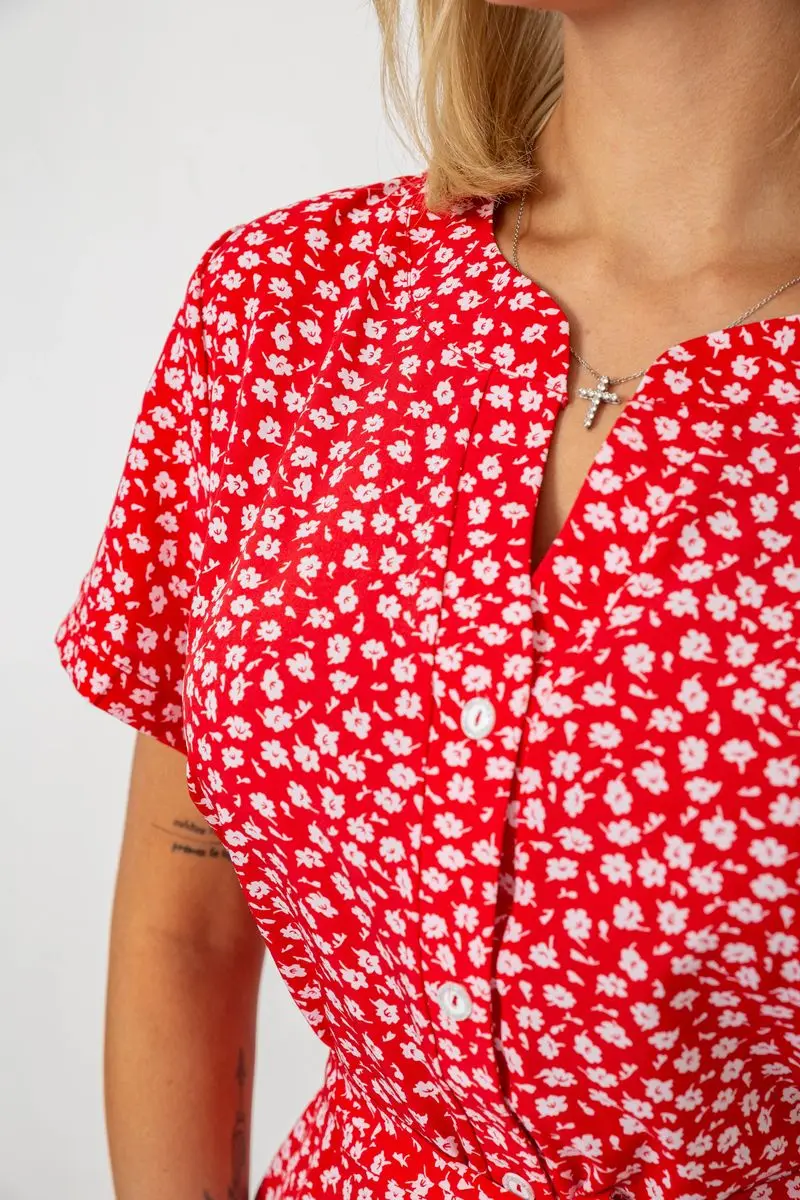 Сукня софт з принтом, колір червоно-білий, 230R1011-10