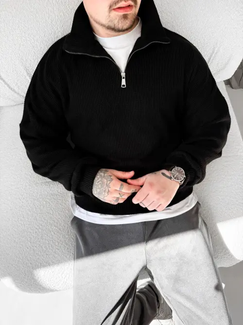 Black Zip-Up Sweater