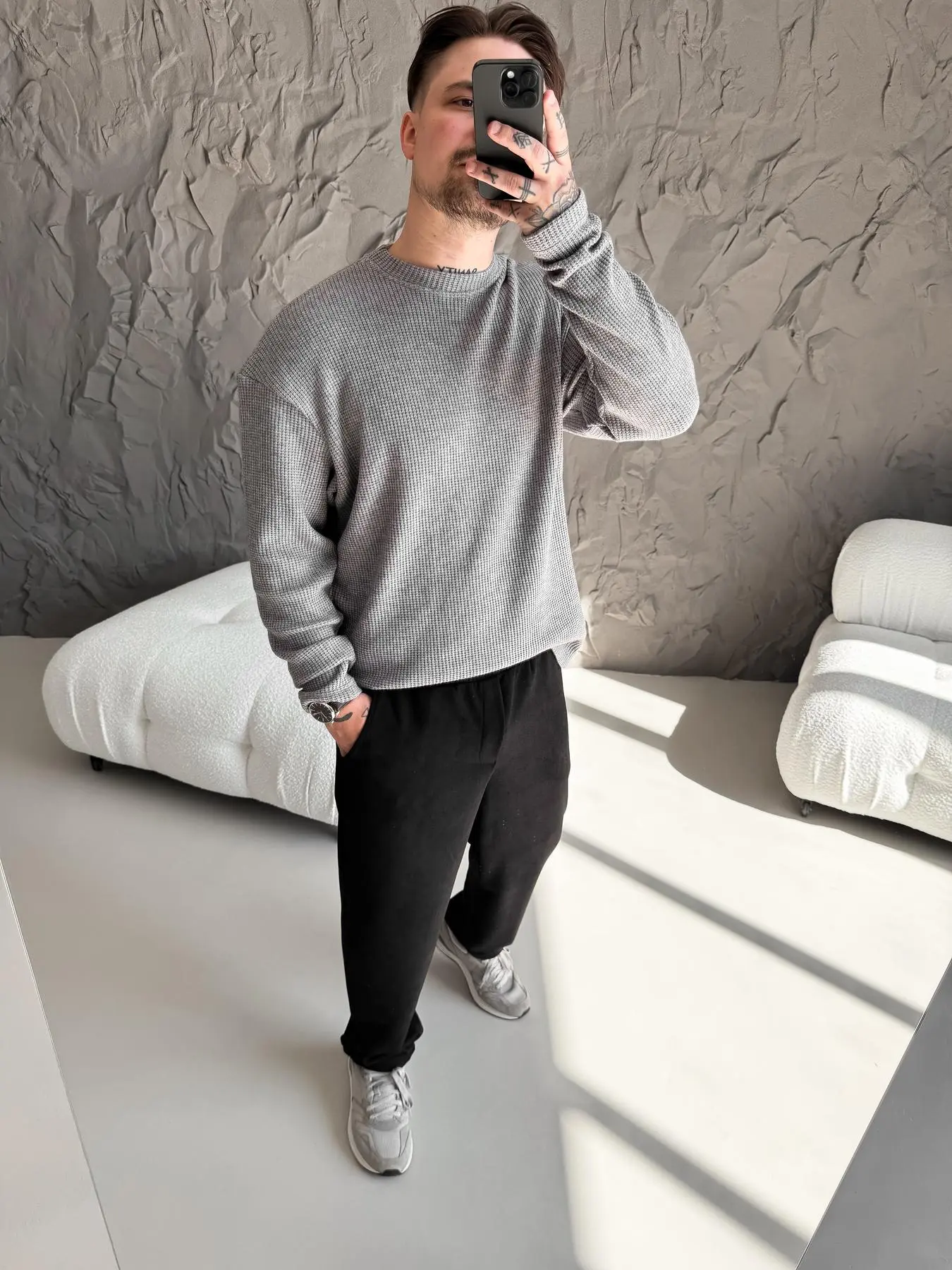 Charcoal Waffle Knit Sweater