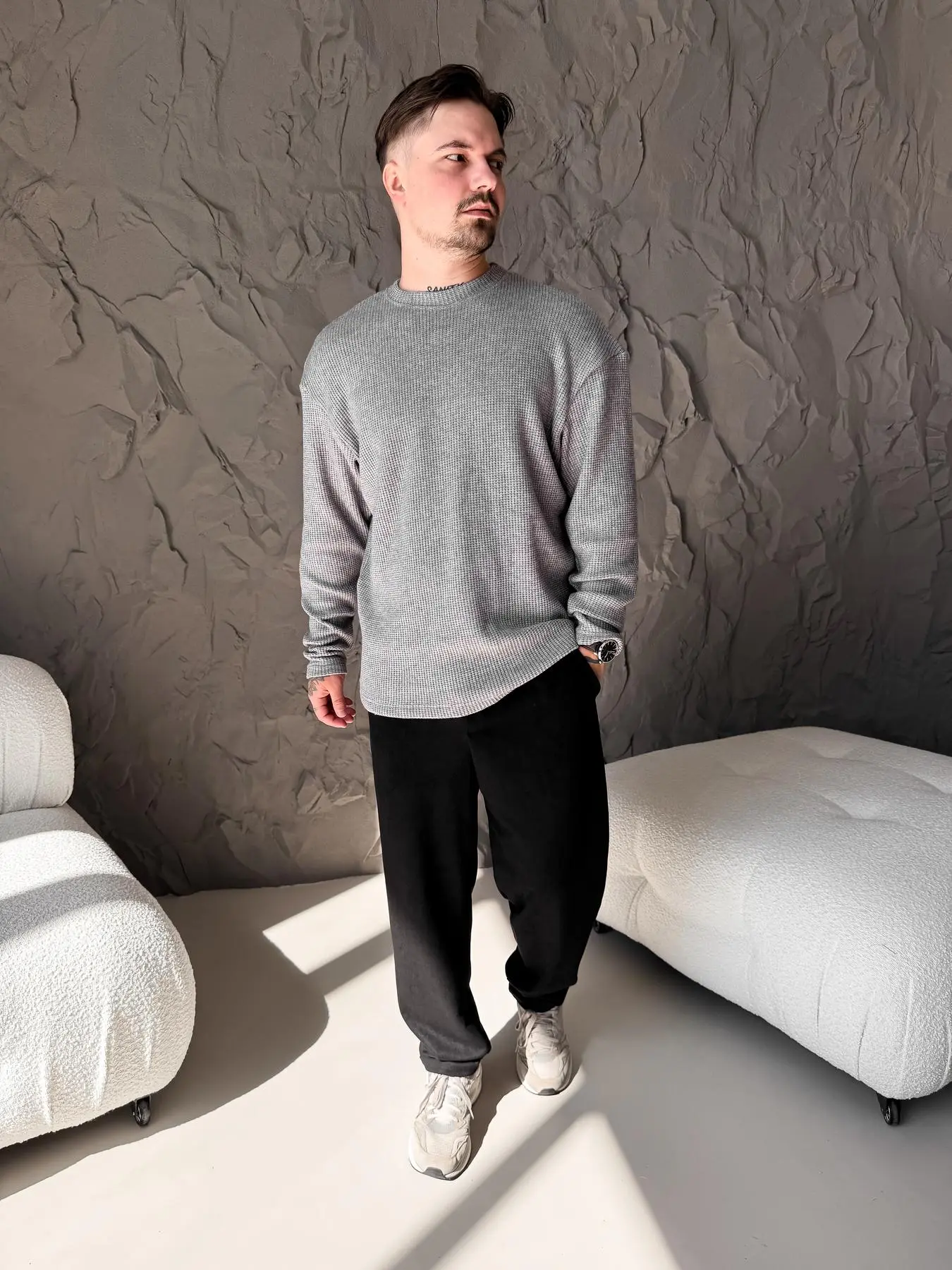 Charcoal Waffle Knit Sweater