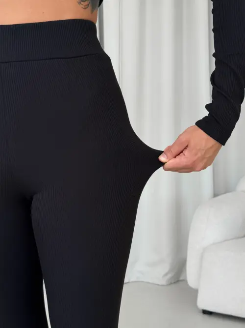 Seamless Warm Black Fleece Leggings Merlini Vakka