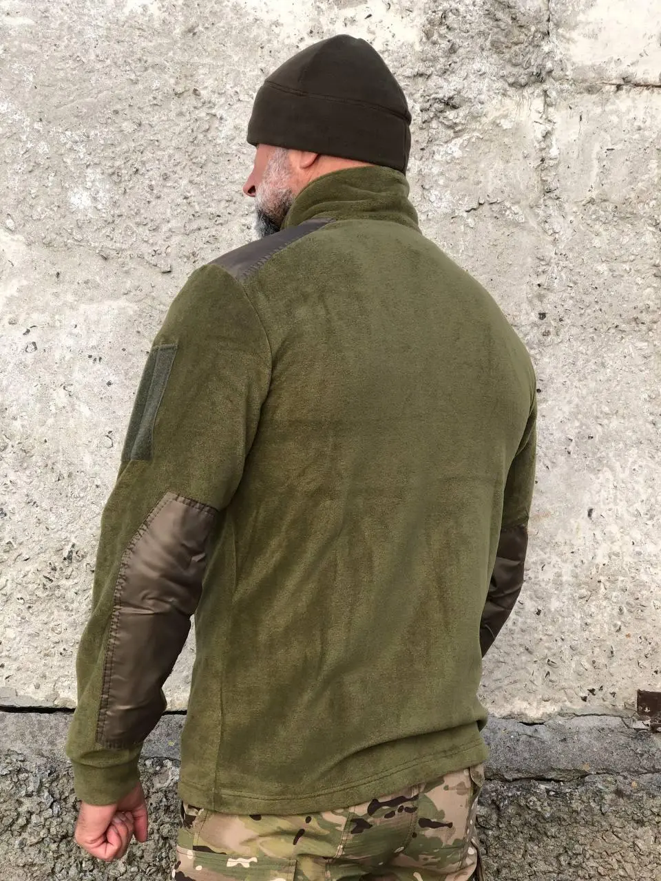 Fleece jacket olive with raincoat fabric