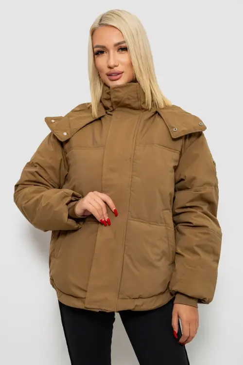 Куртка жіноча зимова коротка, колір хакі, 244R983