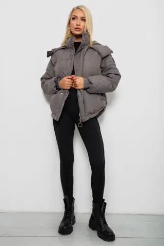 Куртка жіноча зимова коротка, колір сірий, 244R983