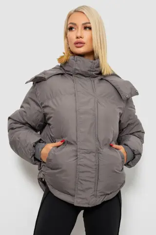 Куртка жіноча зимова коротка, колір сірий, 244R983
