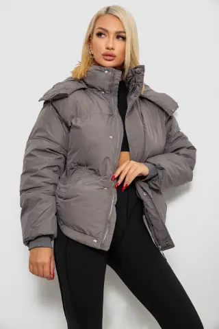 Куртка жіноча зимова коротка, колір сірий, 244R983