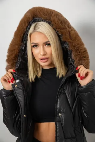 Куртка жіноча зимова коротка, колір чорний, 244R865