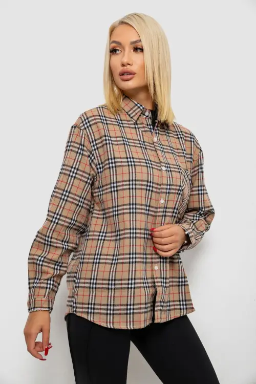 Сорочка жіноча в клітинку, колір мокко, 244R1070-3