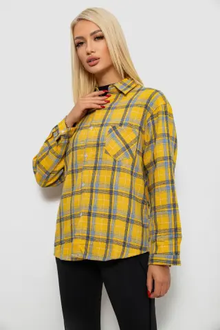 Сорочка жіноча в клітинку, колір жовтий, 244R1070-1